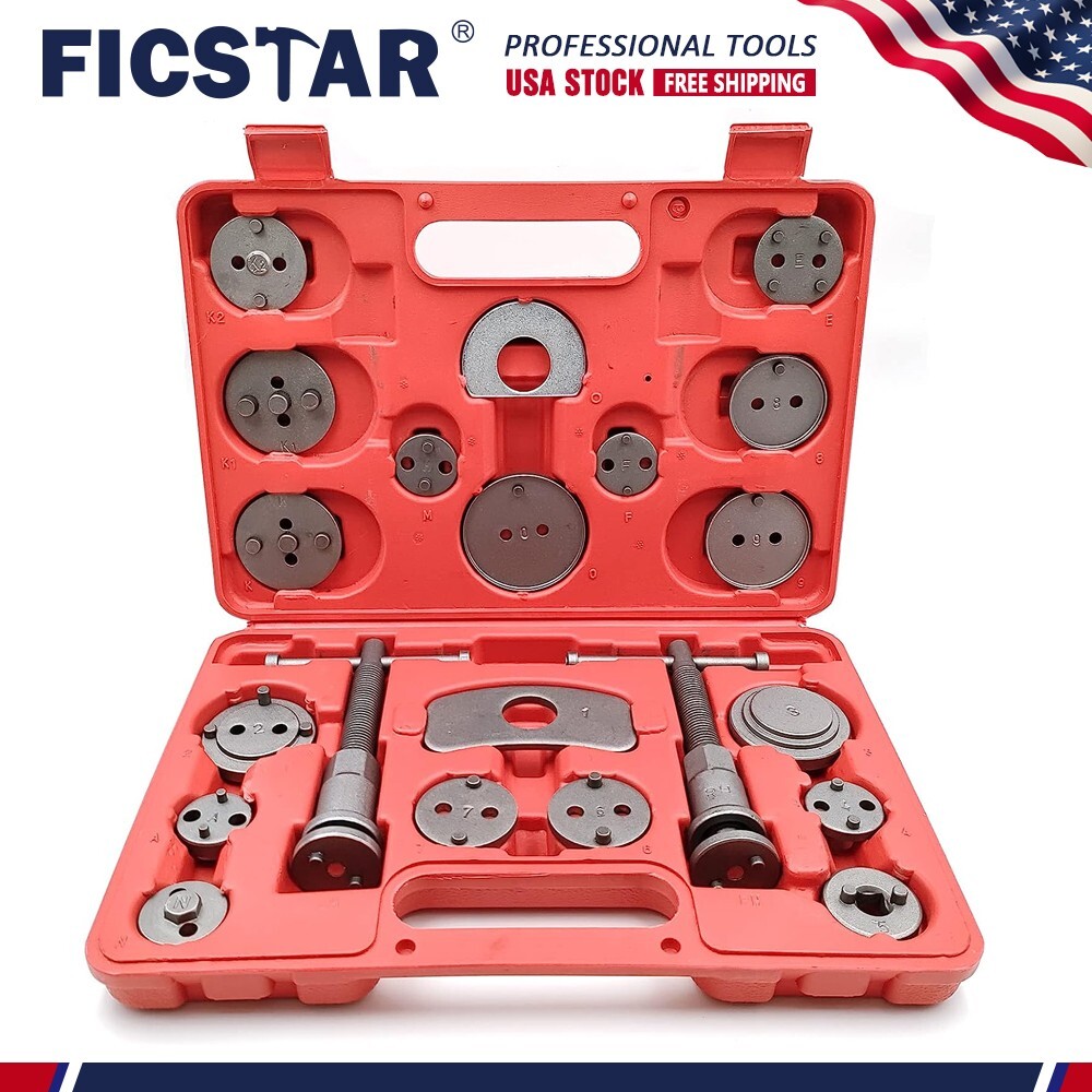 22Pcs Universal Disc Brake Caliper Piston Rewind Wind Back Tool Kit Set / NEW