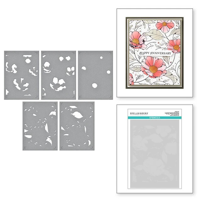 SPELLBINDERS BetterPress COSMOS BACKDROP Letterpress Plate +5pc LAYERED STENCILS