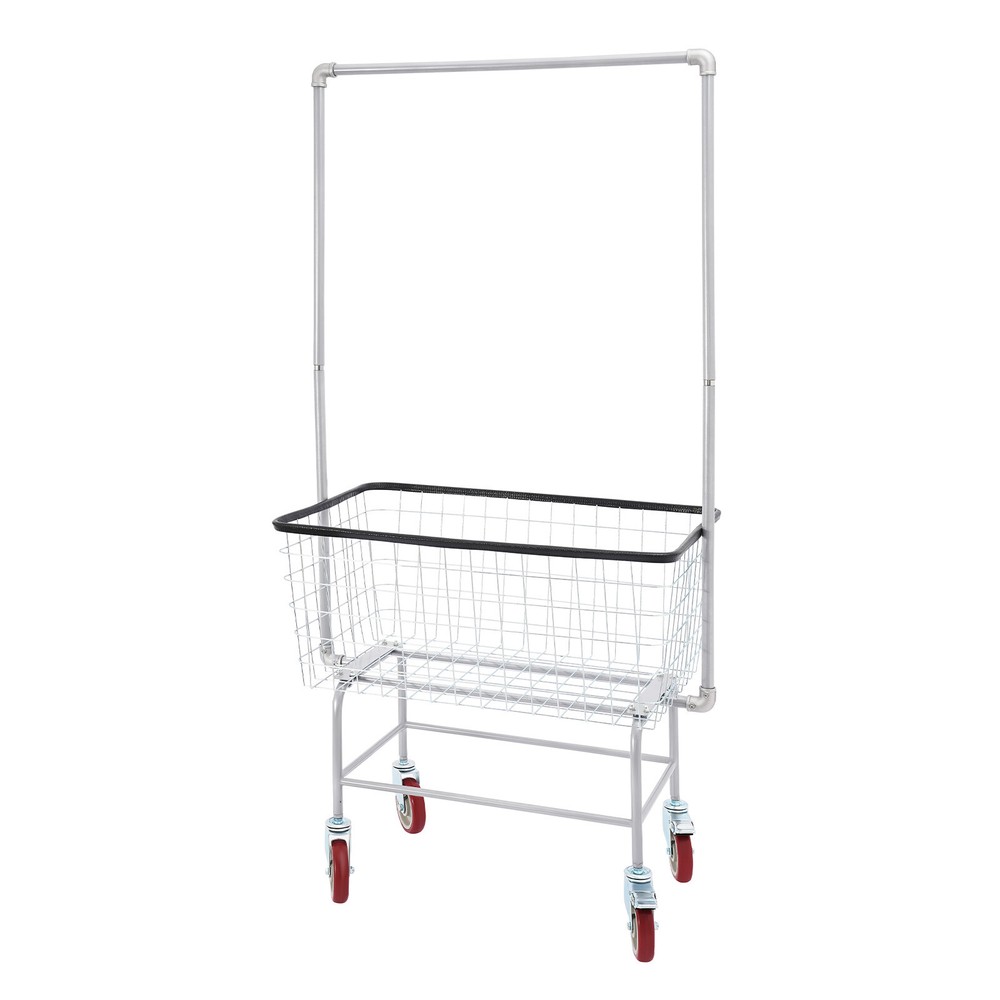 Commercial Rectangular Steel Wire Laundry Cart With 4 Wheels Modern FreeStanding