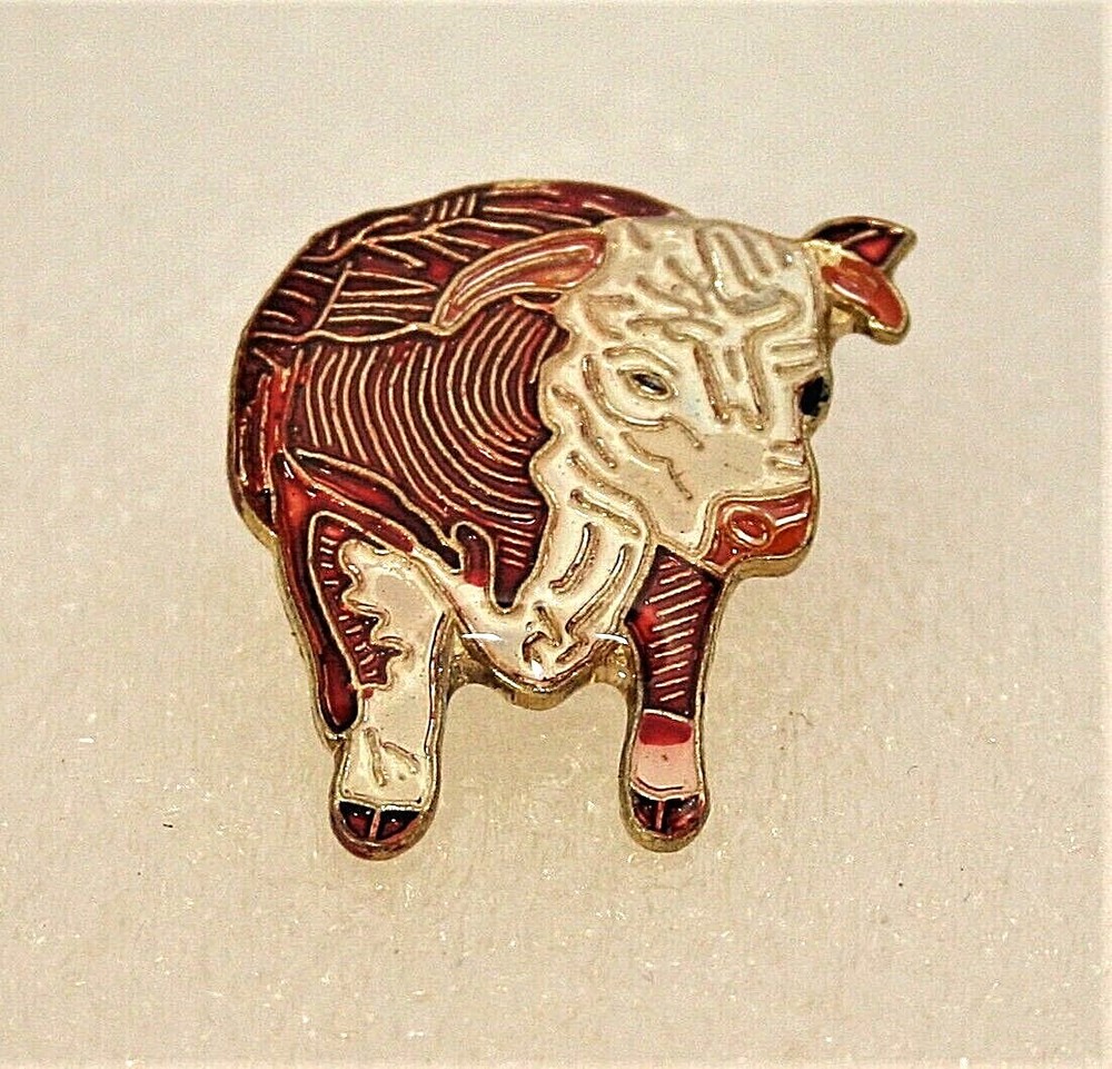 Vintage Western Steer Bull 1970s Hat Lapel Pin New NOS