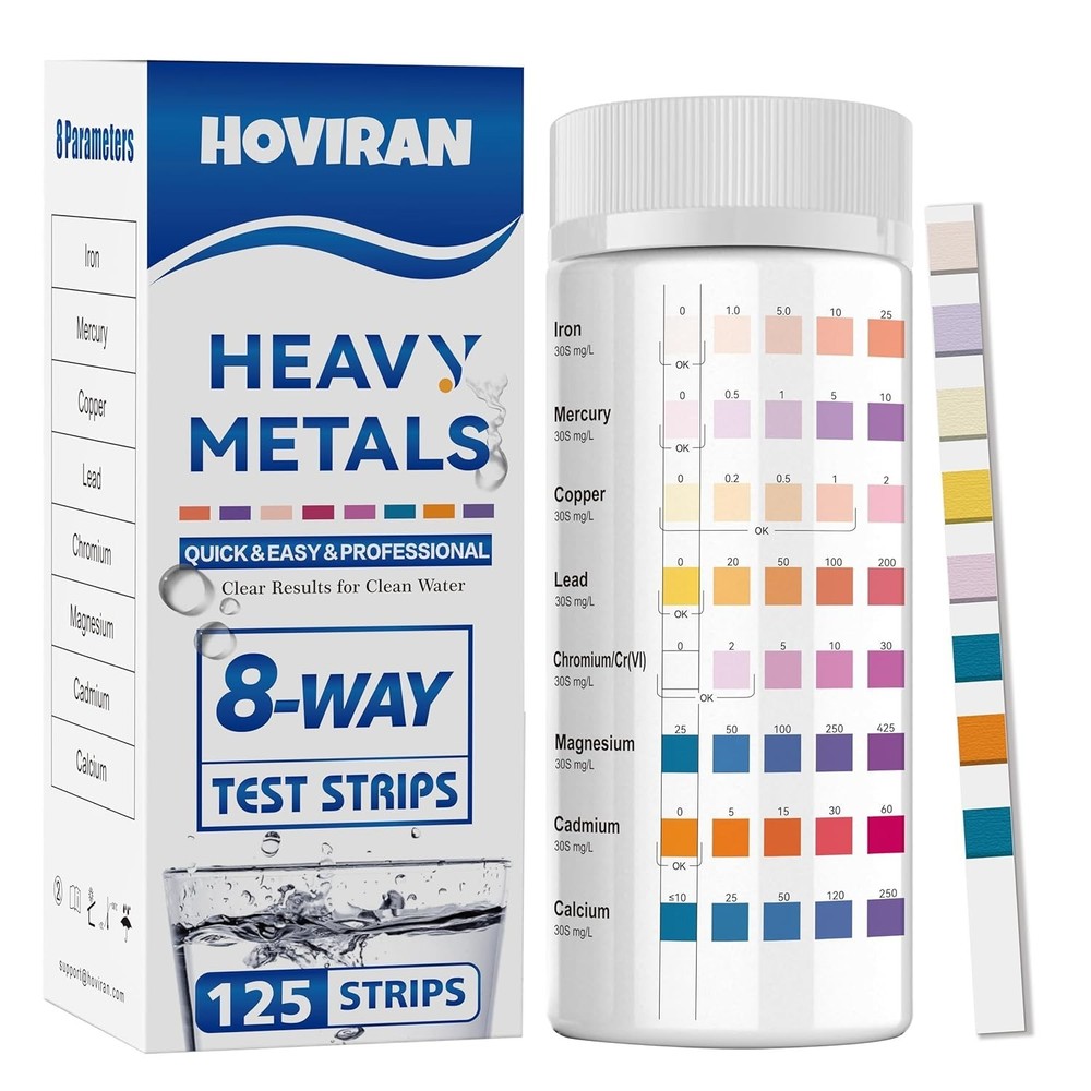 Fast & Affordable 8 Parameter Water Strips - Heavy Metals Detection 125 ct