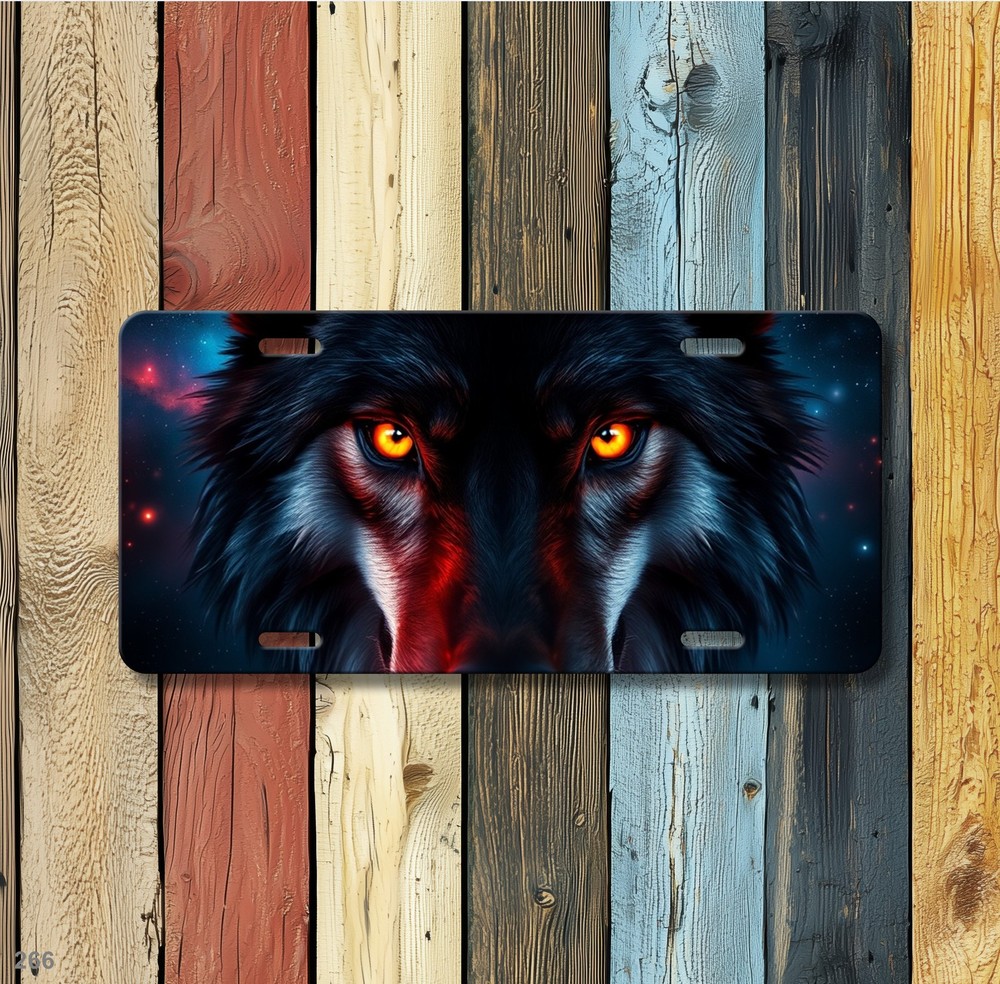 Bold Wolf License Plate Personalized Front Bumper Plate Birthday Gift