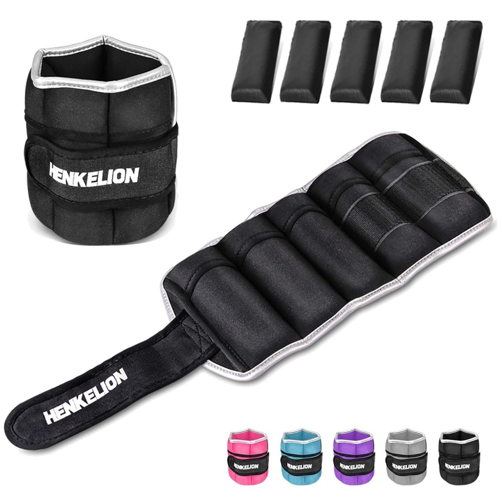 Versatile 2-10 lbs Adjustable Ankle Weights for Enhanced Workouts - 5 lbs Black