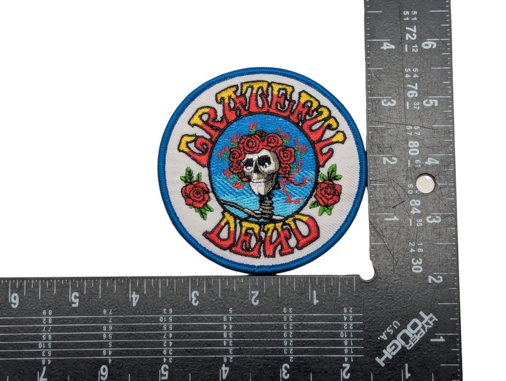 Grateful Dead Patch iron on patch Embroidered 3" Bertha Skull and Roses design.