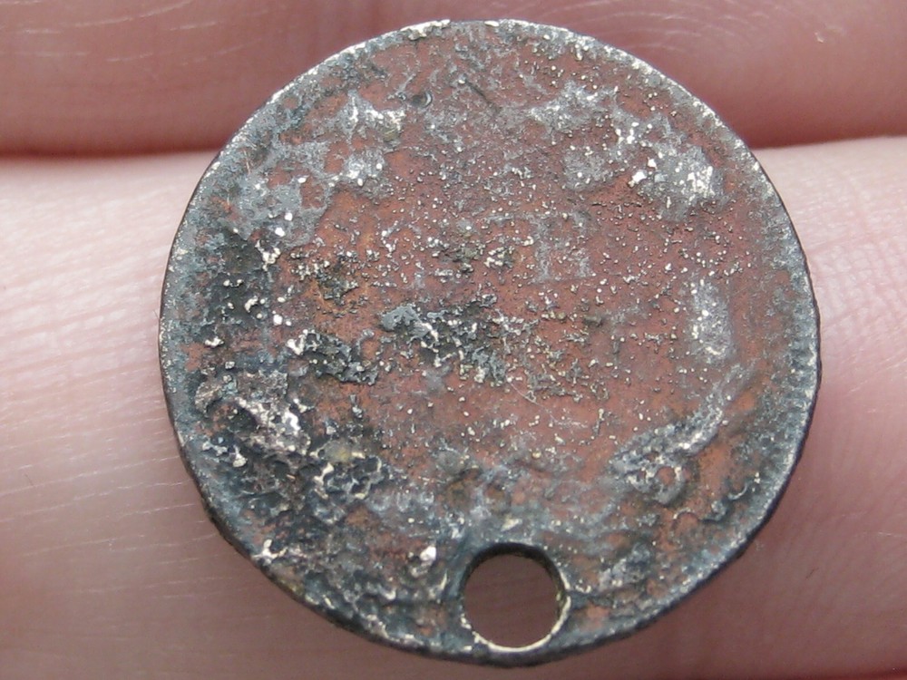 1856-1858 Flying Eagle Penny Cent- Crusty, Shipwreck Effect? Holed