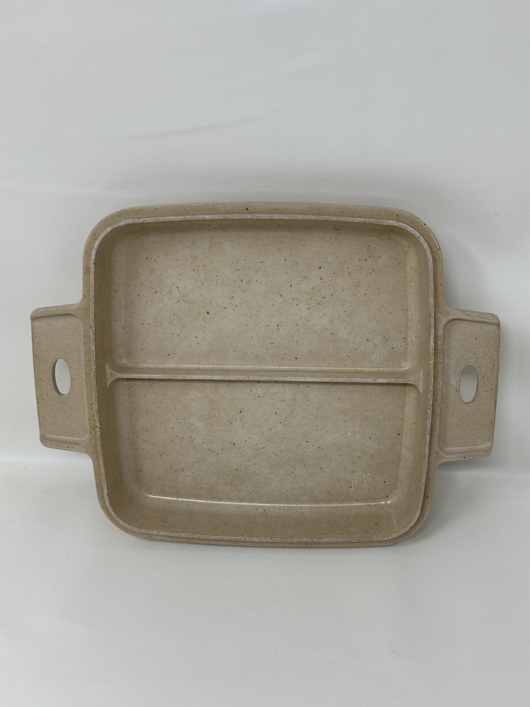 LittonWare Microwave Square Pan Dish 1 Quart With Divided Lid Vintage