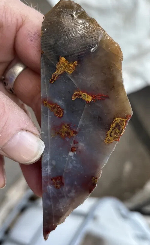 Pigeon blood agate slab