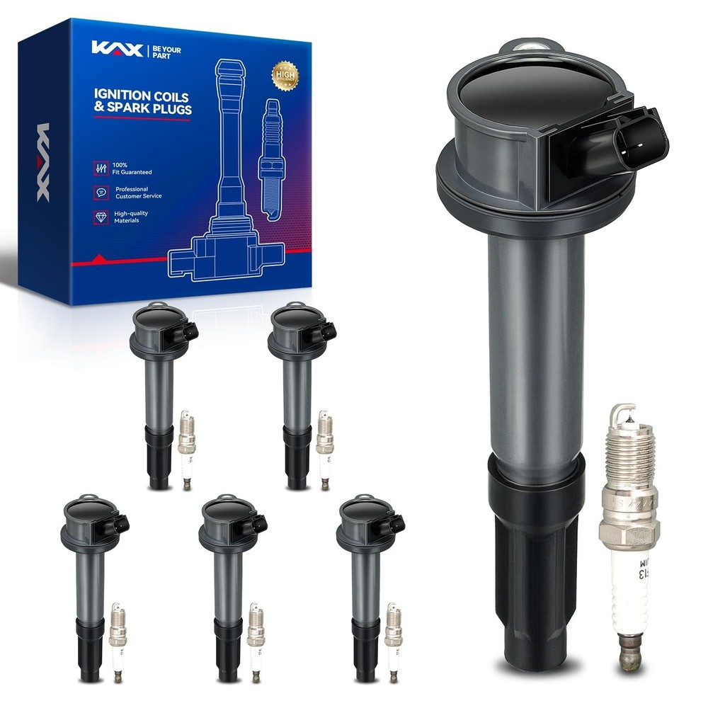 KAX 6-Pack Ignition Coils and Double Iridium Spark Plug Set for Ford 2009-201...