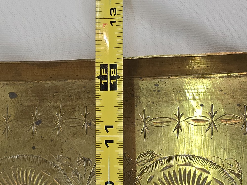Small/Medium Vintage Brass Indian Serving Tray 12¼" X 8¼"