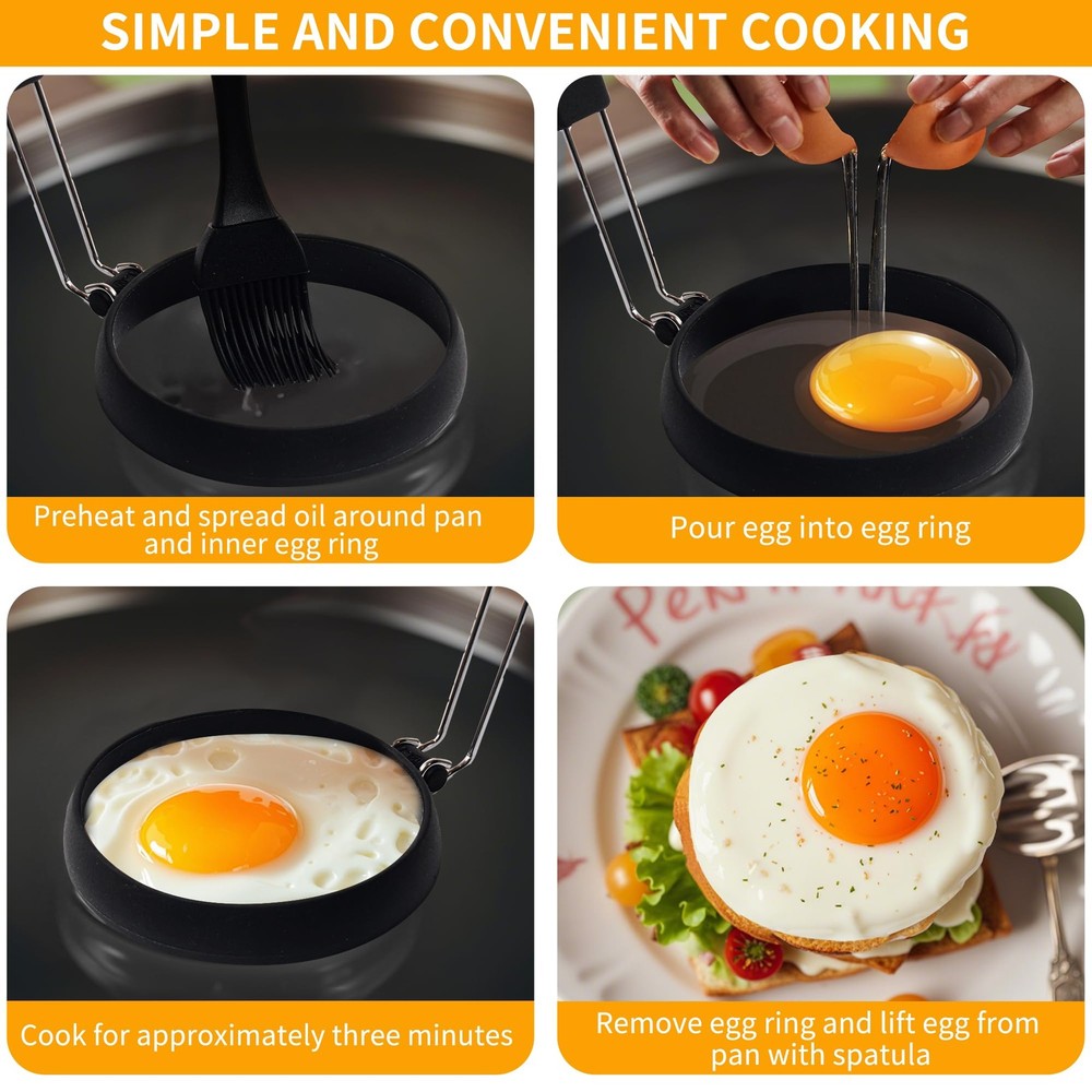 Silicone Egg Rings Internal Nylon Support Round Cooking 4 Pcs