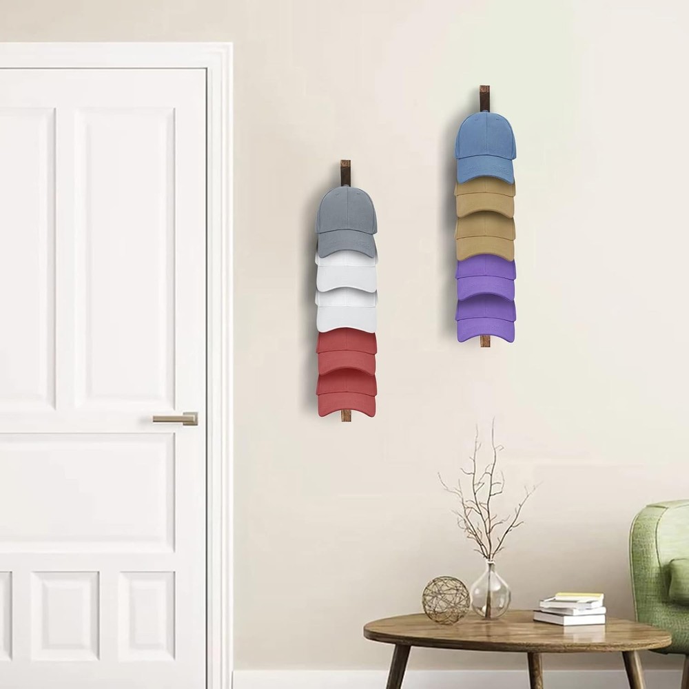 4PCS Wall Mounted Hat Rack for Baseball Caps - Vertical Organizer and Holder ...