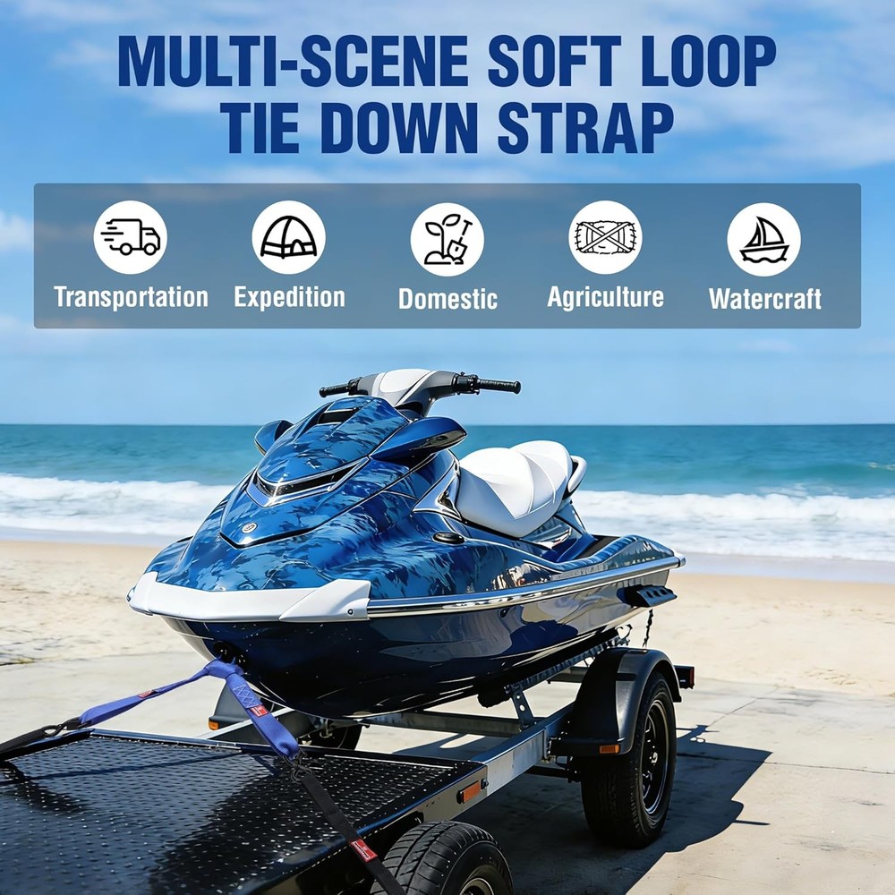 WORKPRO 4PC Heavy Duty Soft Loop Tie Down Straps 1.6"x17" 5000lbs Break Strength