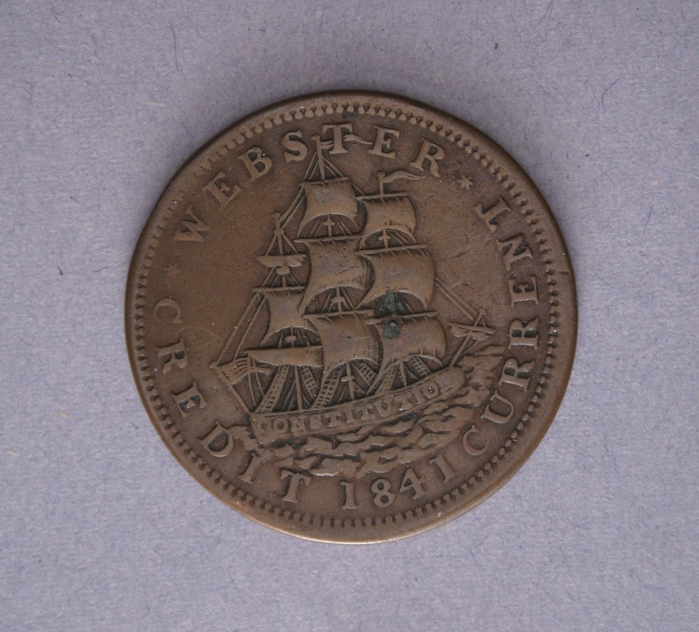 1837 HARD TIMES TOKEN *WEBSTER CREDIT CURRENT * VAN BUREN * HT18