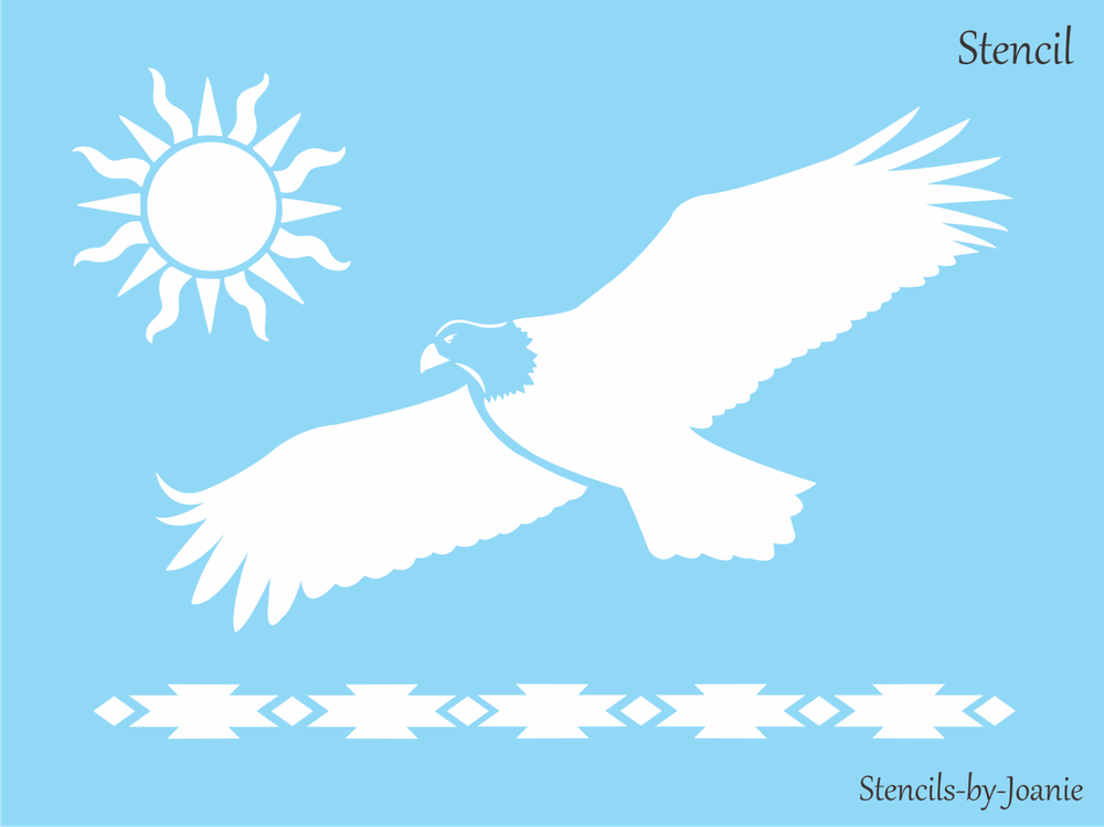 Stencils by Joanie Soaring Bald Eagle Rustic Southwest Celestial Sun DIY Signs