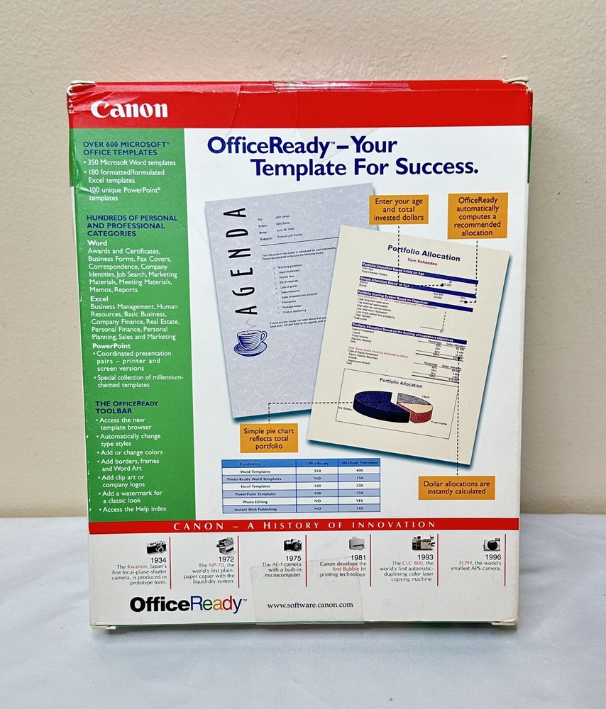 Canon OfficeReady PC CD Templates MS Word Excel PowerPoint Business Documents
