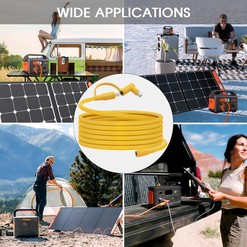 Solar Panel Extension Cable for Jackery 20FT, 14AWG 8Mm DC Connector Compatible