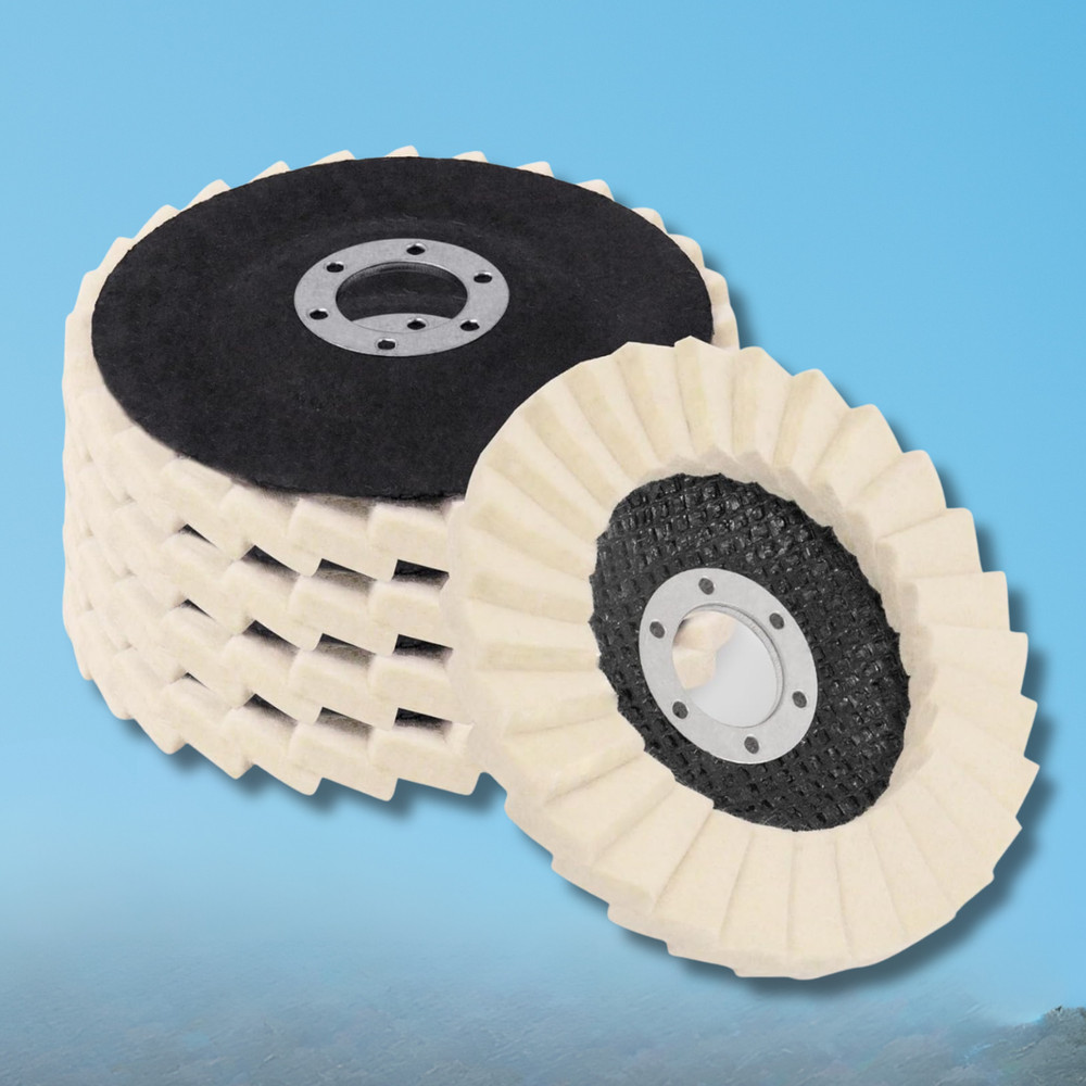 4.5 Inch Wool Polishing Pad 5 Pack Felt Buffing Wheel For Angle Grinder