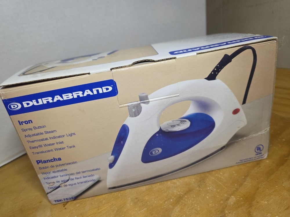Durabrand Iron Steam and Spray Button TSK-7538S - White/ Blue In Box