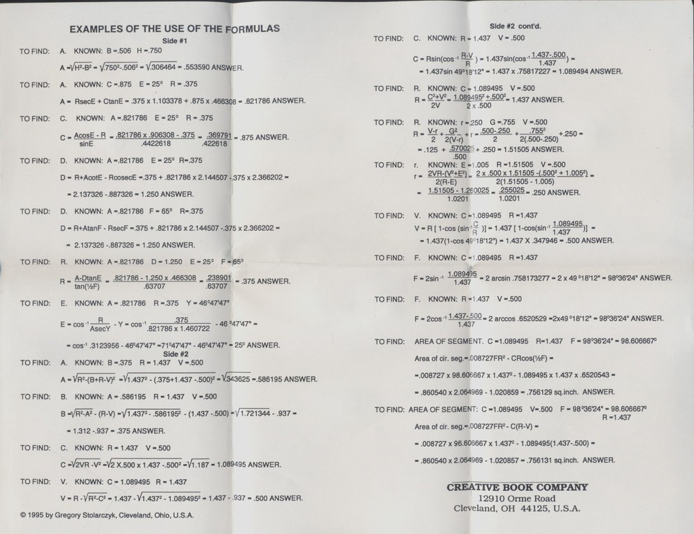Trig Dial - Trigonometric Formulas on a Chart with Rotating Dial - NEW - Vintage