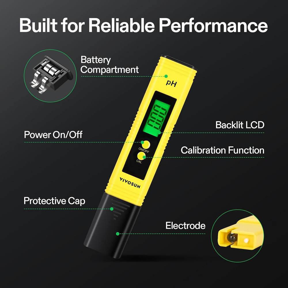 VIVOSUN Digital Ph Meter, 0.01Ph High Accuracy Pen Type Ph Tester for Hydroponic