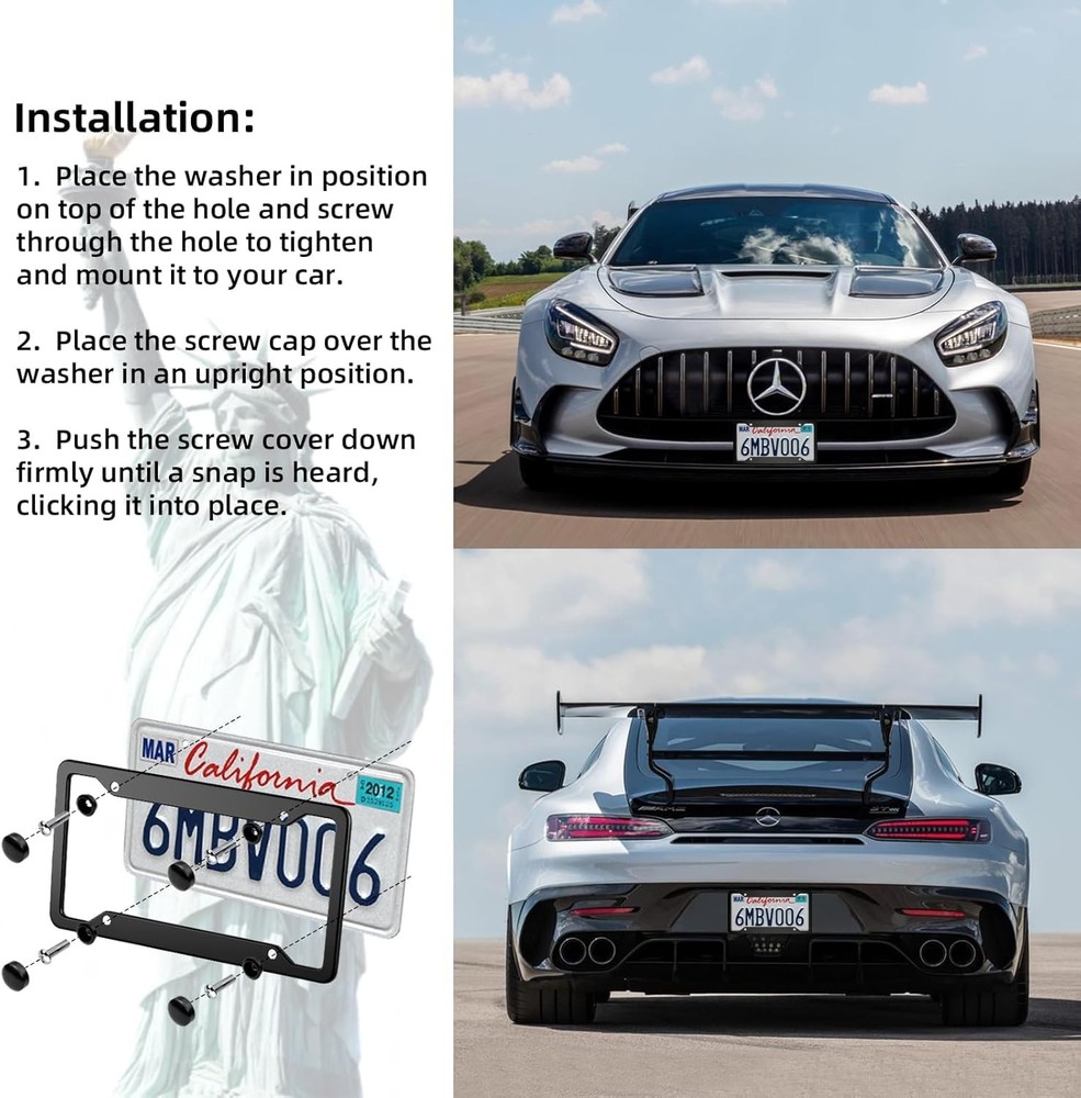 Black License Plate Frame,Universal Aluminum Tag Frame for Black,