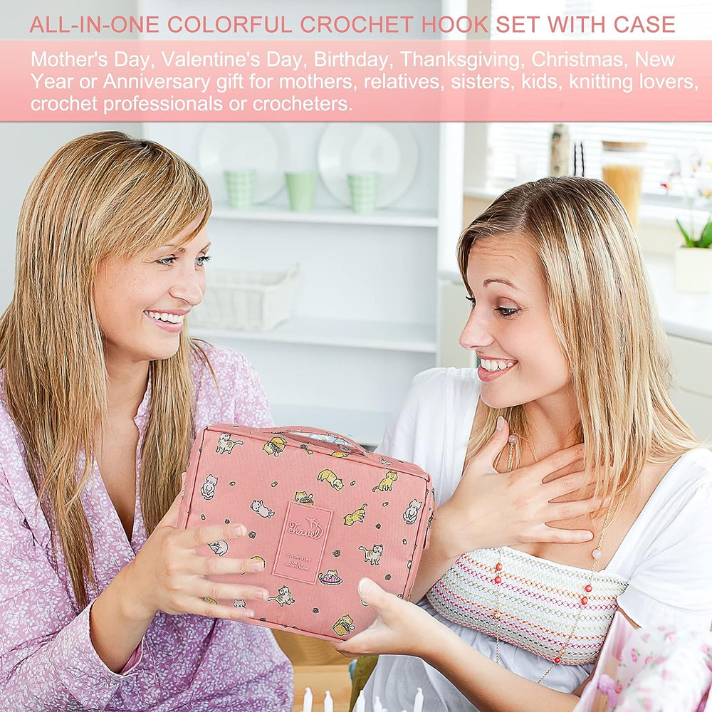 Crochet Kit for Beginners 59pcs Includes Yarn Hooks Accessories Storage