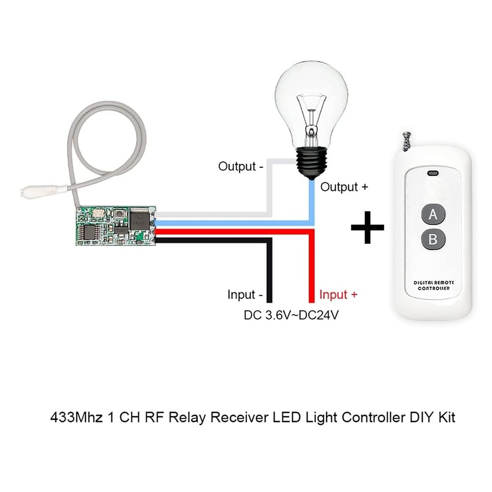 Mini Relay Wireless Switch, 433Mhz Remote Control Relay Switch, 984FT Long Ra...