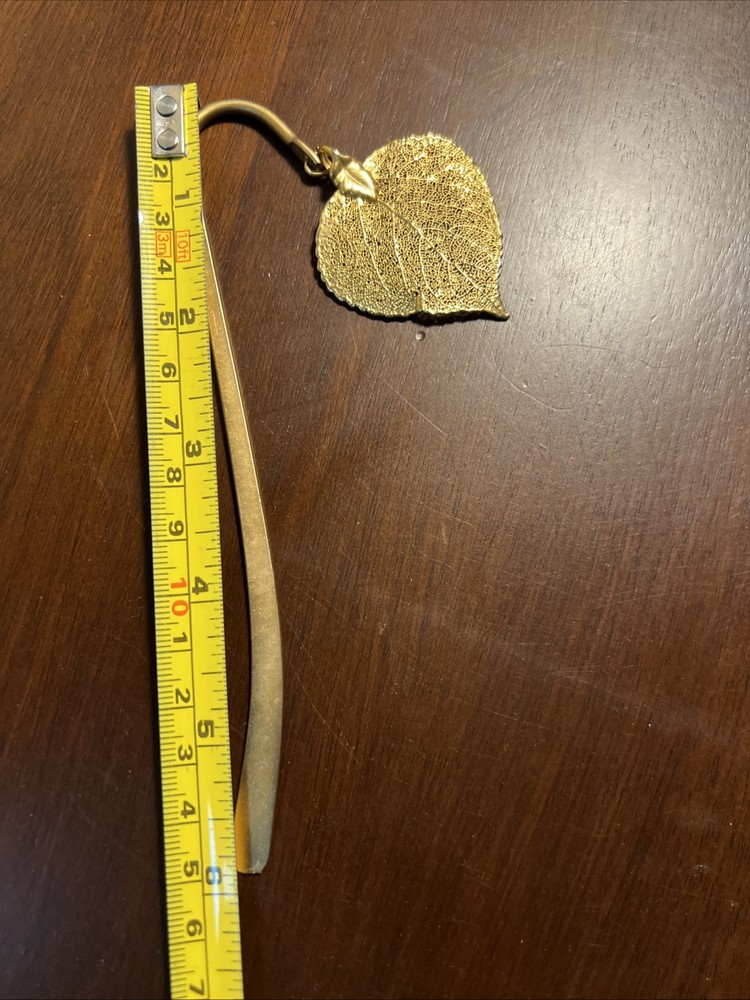 Gold Tone Leaf Bookmark, 6”