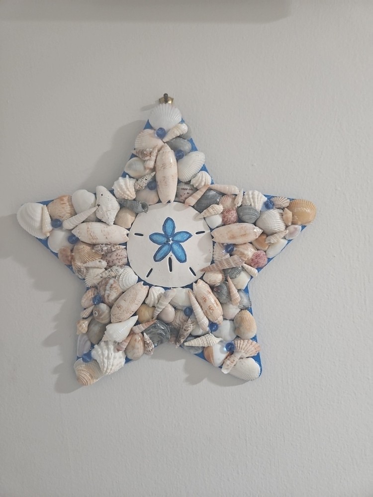 Handmade Coastal Seashell Star Wall Hanger
