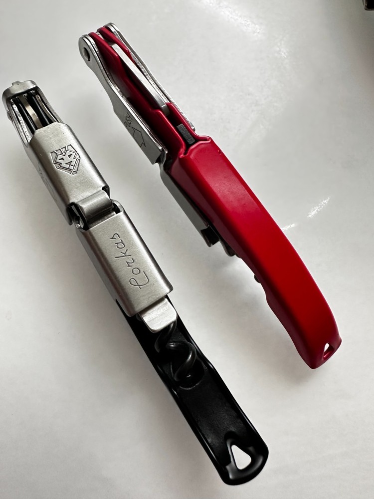 (2) CORKAS Red/Black 2-Step Waiters Corkscrews Wine Key Openers