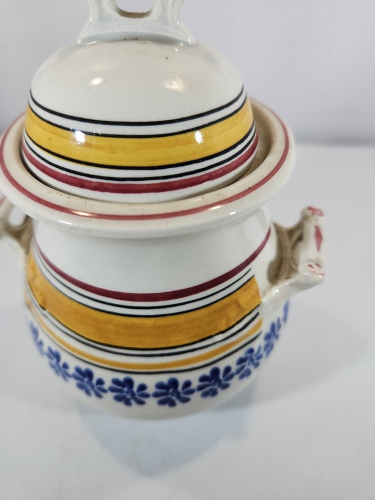Soft Paste Covered Sugar Bowl Hand Painted England