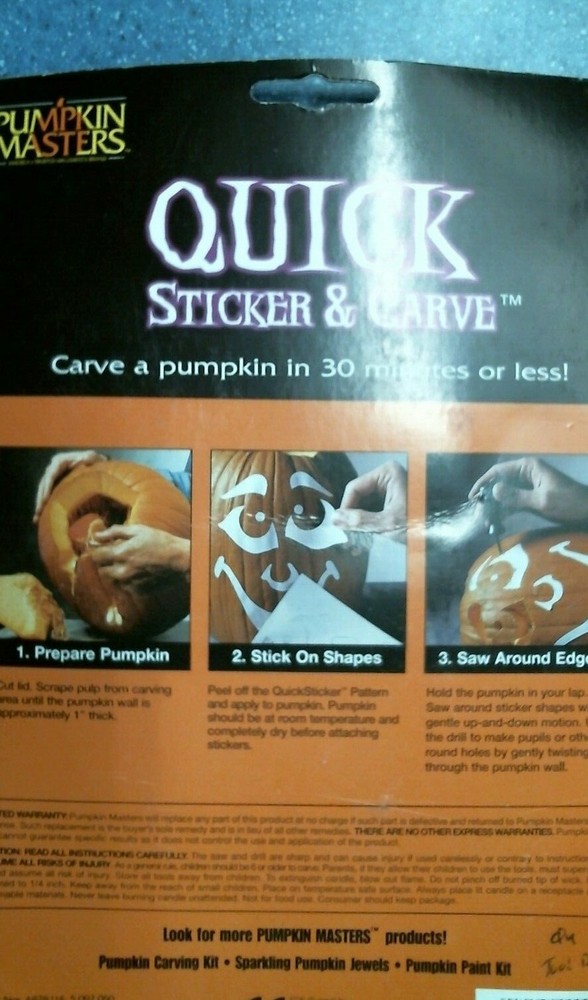 Pumpkin Master Quick Sticker & Carve Set, FREE SHIPPING