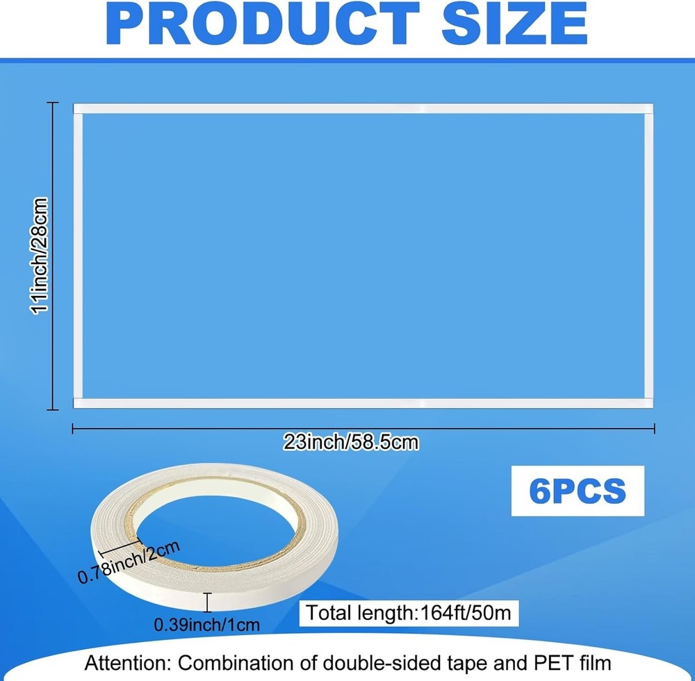 Replacement Lens Protectors for Sandblasting - 6 Pack 23'' x 11''