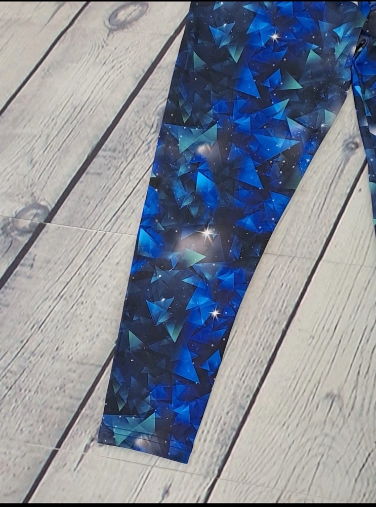 Lipsy Blue Printed Activewear Leggings Womens Size Medium