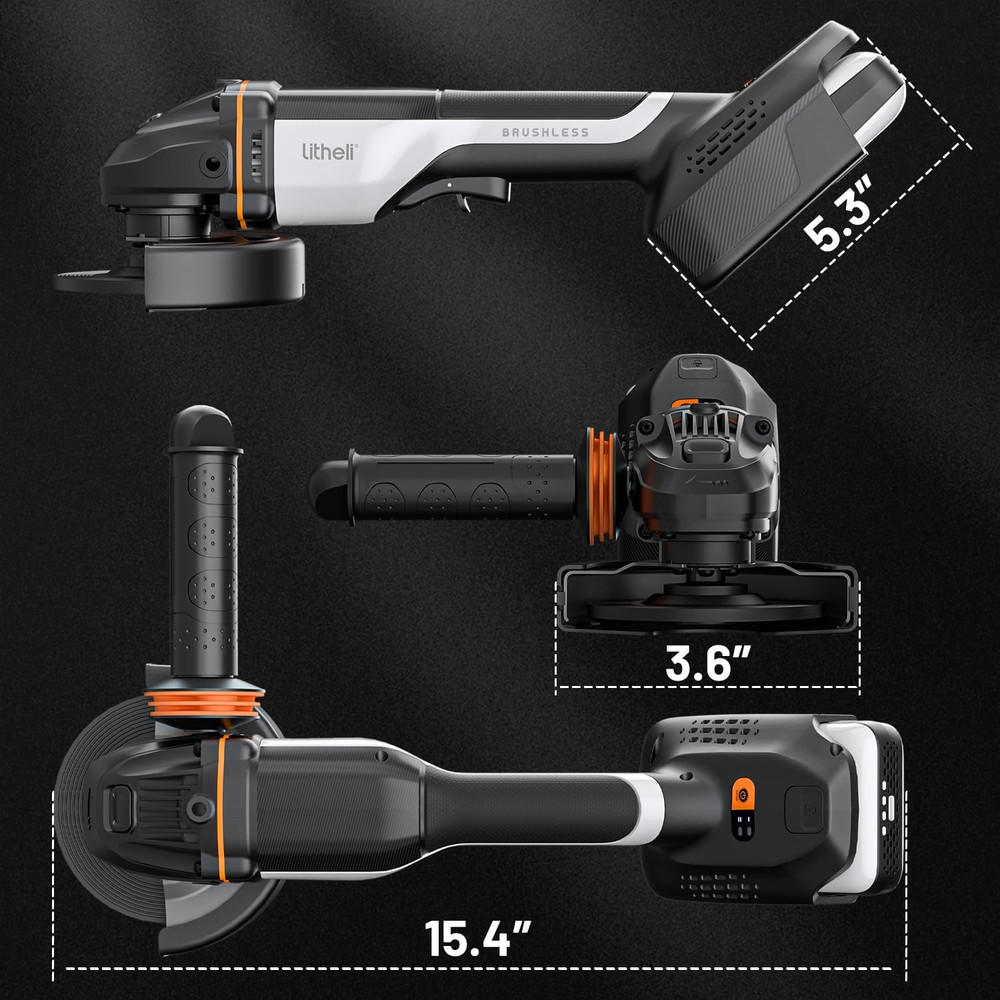 20V Brushless Cordless Angle Grinder, 4.9-Inch Variable Speed Grinder with Batte