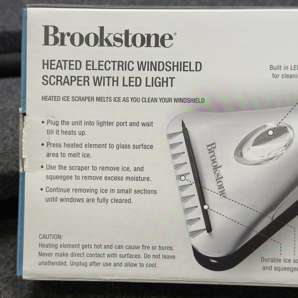 Brookstone Heated Electric Windshield Scraper with LED Light - Snow Ice Melter