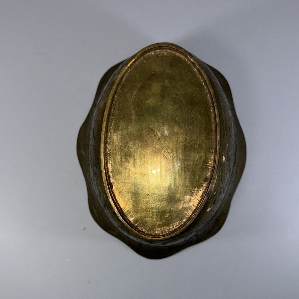 India Etched Brass Flower And Leaf Pattern Bowl