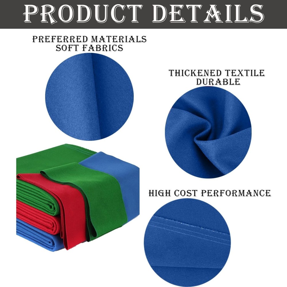 8" Pool Table Felt W/ 6 Cloth Strips, Pre Cut Billiard Table Cloth Felt