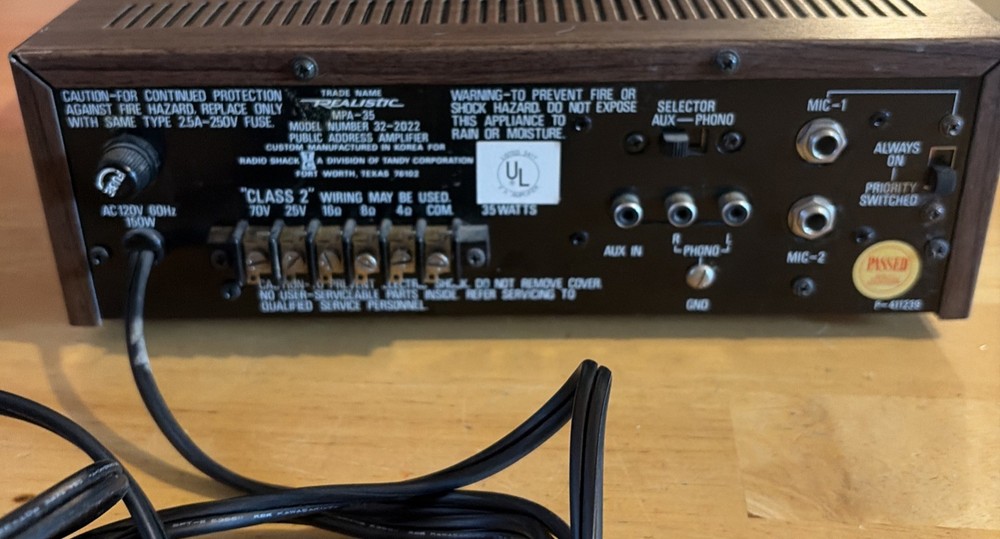Vintage Realistic Amplifier Solid State PA MPA-35 32-2022