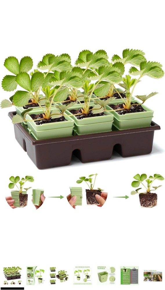 Side-Open Seed Starter Tray 8-Pack, 48 Cells Modular Design with Detachable Plan