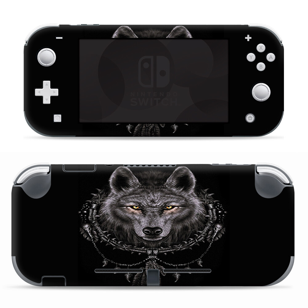 Skins Decals wrap for Nintendo Switch Lite - Wolf dreamcatcher back white
