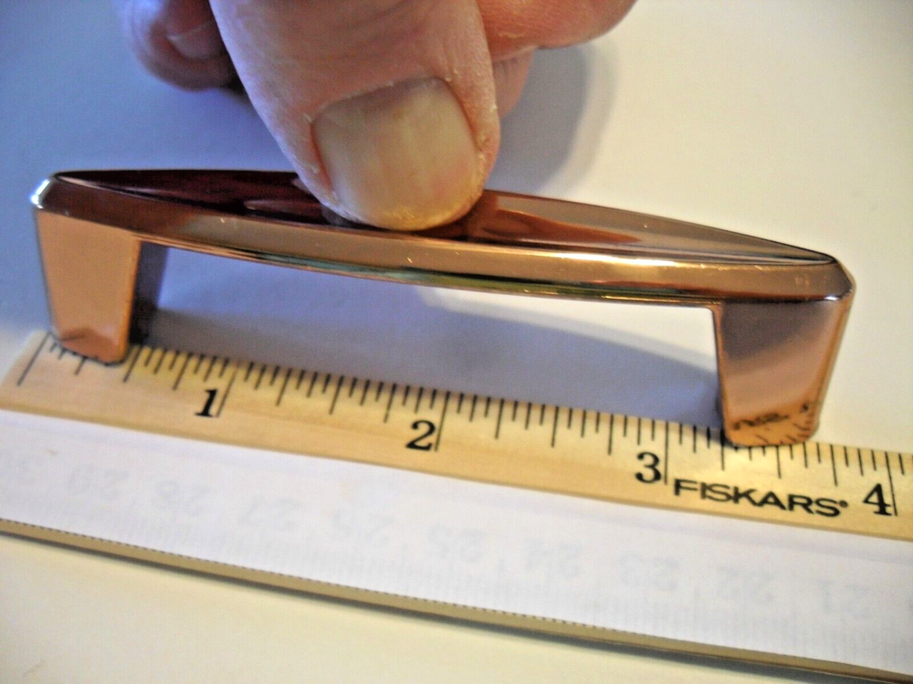Vintage Polished Copper Concave Drawer Pulls Flared Bases Cabinet Handles