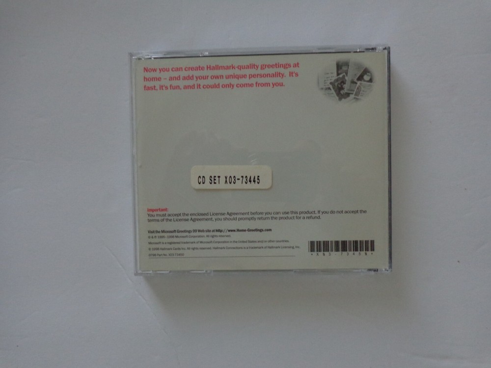 Microsoft Greetings 99 MS Graphics Studio PC CD-ROM Hallmark for Windows 95/98