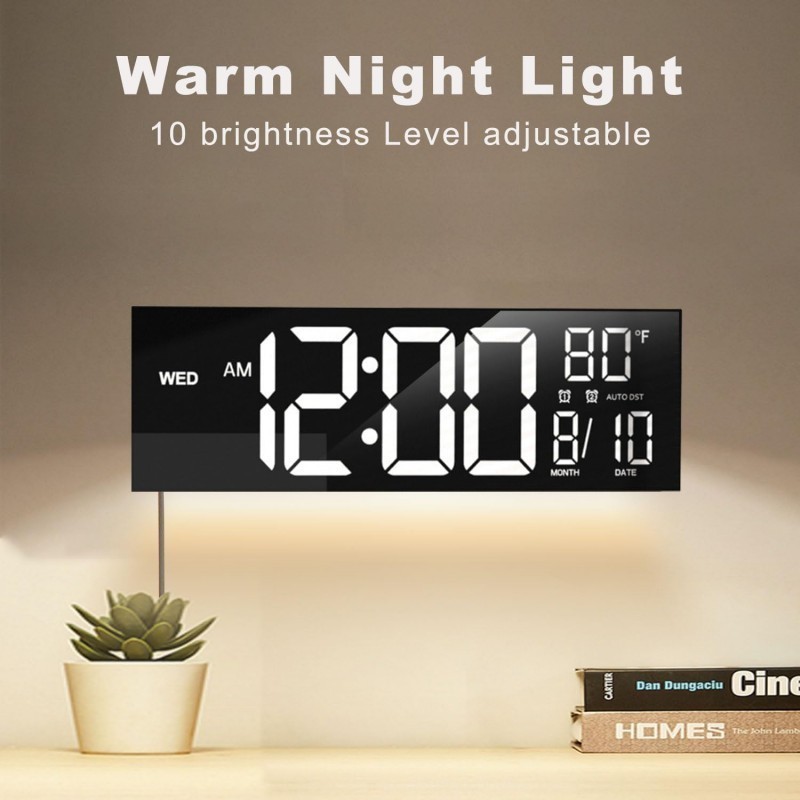 16" Large Digital Wall Clock BT Sync, RGB Lights Remote Control, Big LED Clock