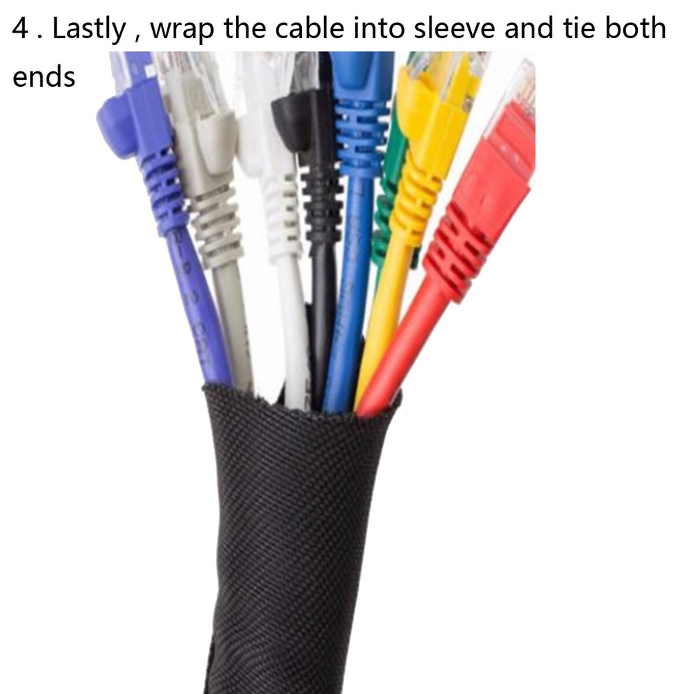 Black Expandable Cable Sleeving Split Wire Loom Tube for Electronics & Auto Use