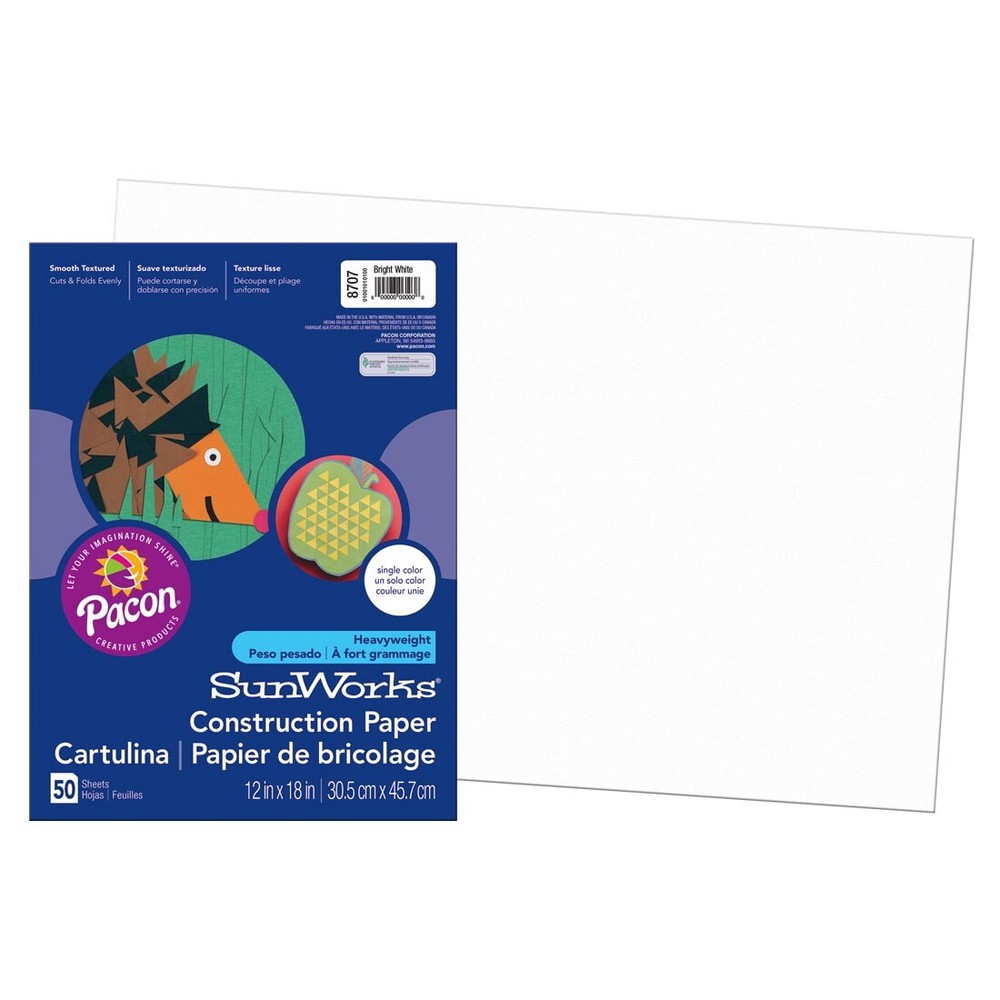 Prang/SunWorks Construction Paper 12x18" Bright White