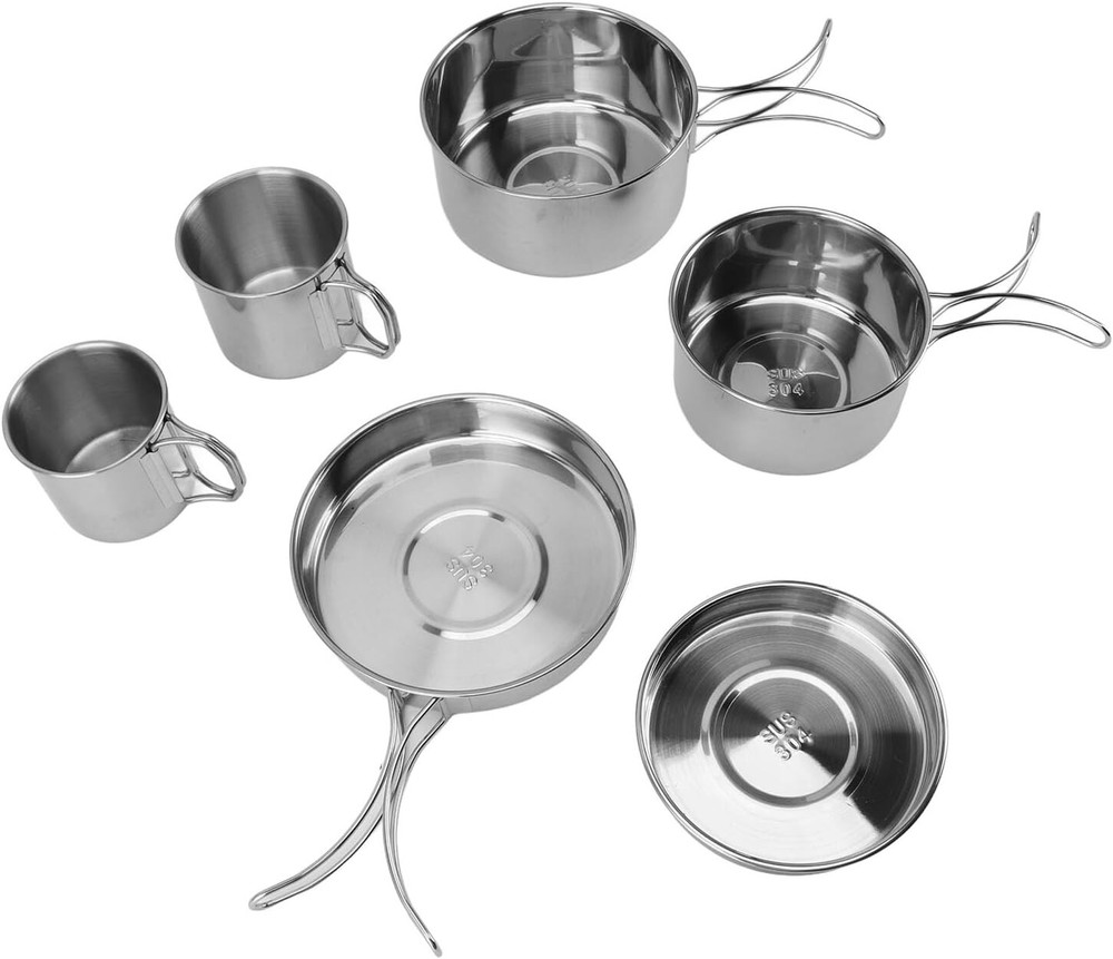 6-piece Stainless Steel Standard Camping Cookware