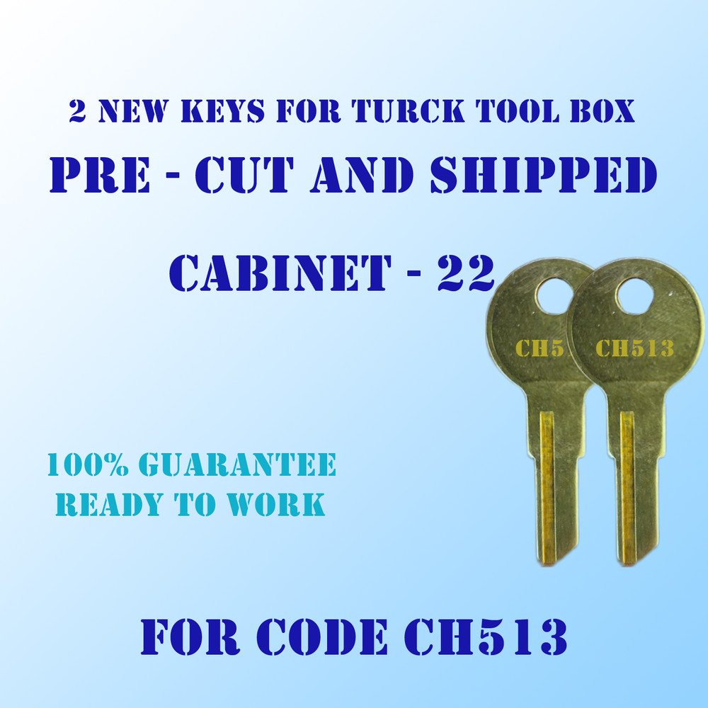CH513. 2 Replacement keys for Truck Tool box locks, Pre cut to your code: CH513