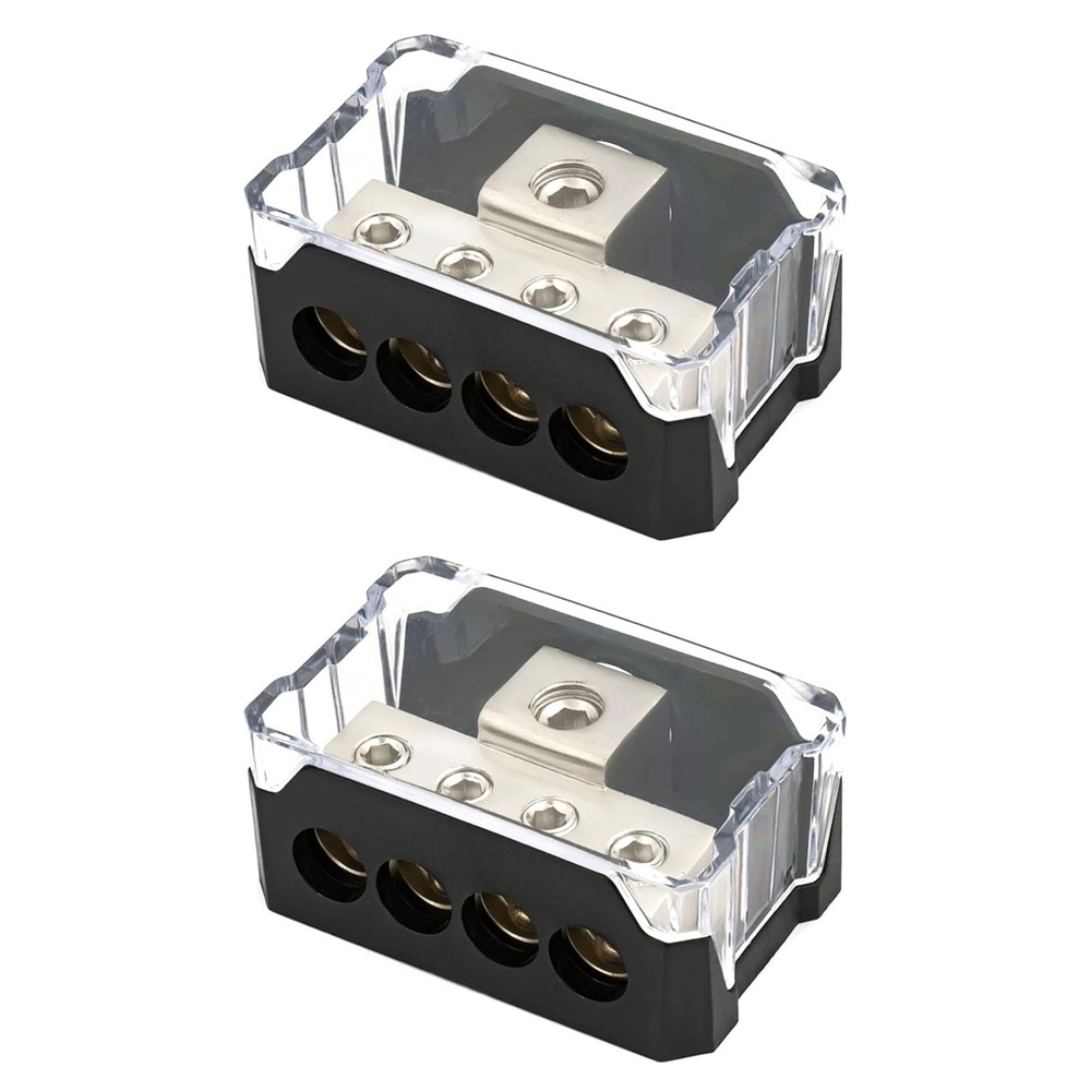 2Pcs Power Ground Amp Distribution Block Equipped with screw-down wire clamps