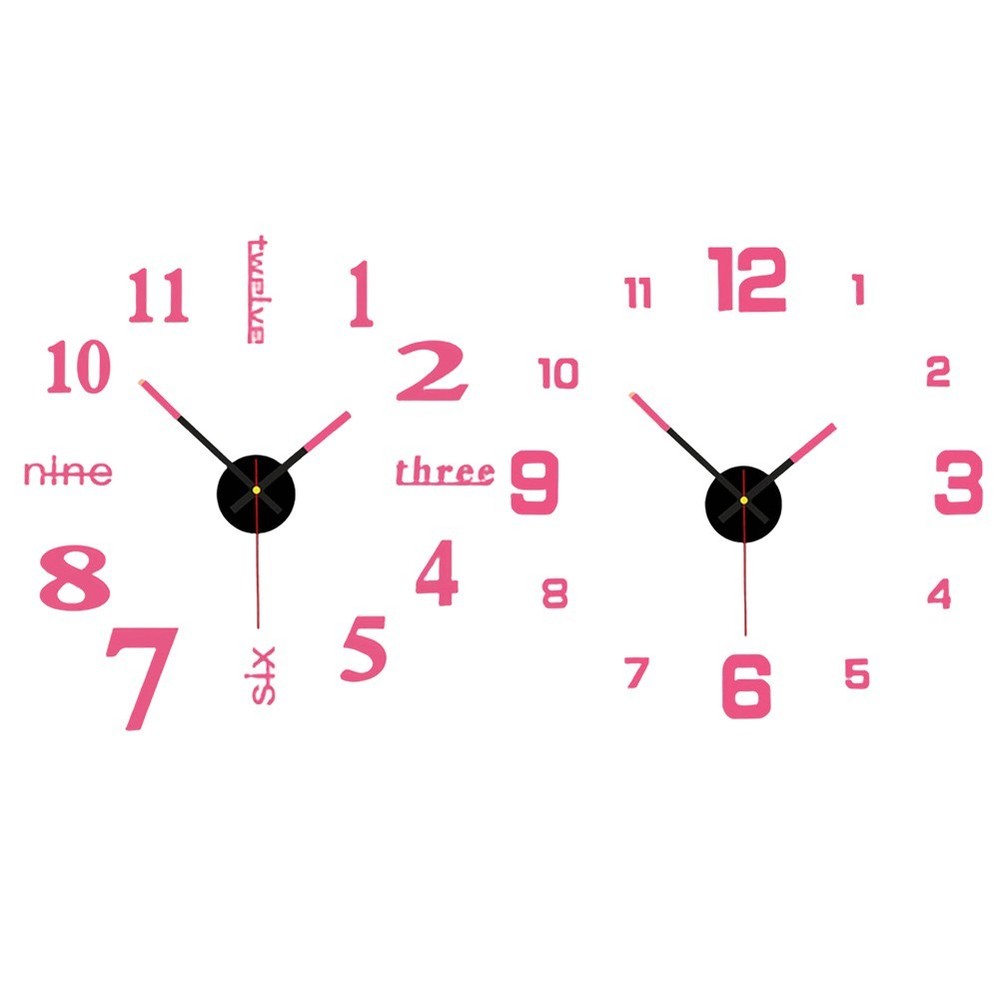 No Damage Creative DIY Wall Clock in Pink Featuring Night Glow Capabilities